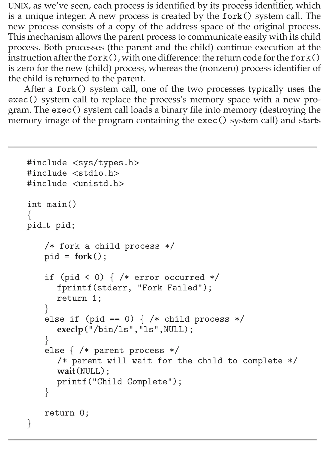 UNIX fork example