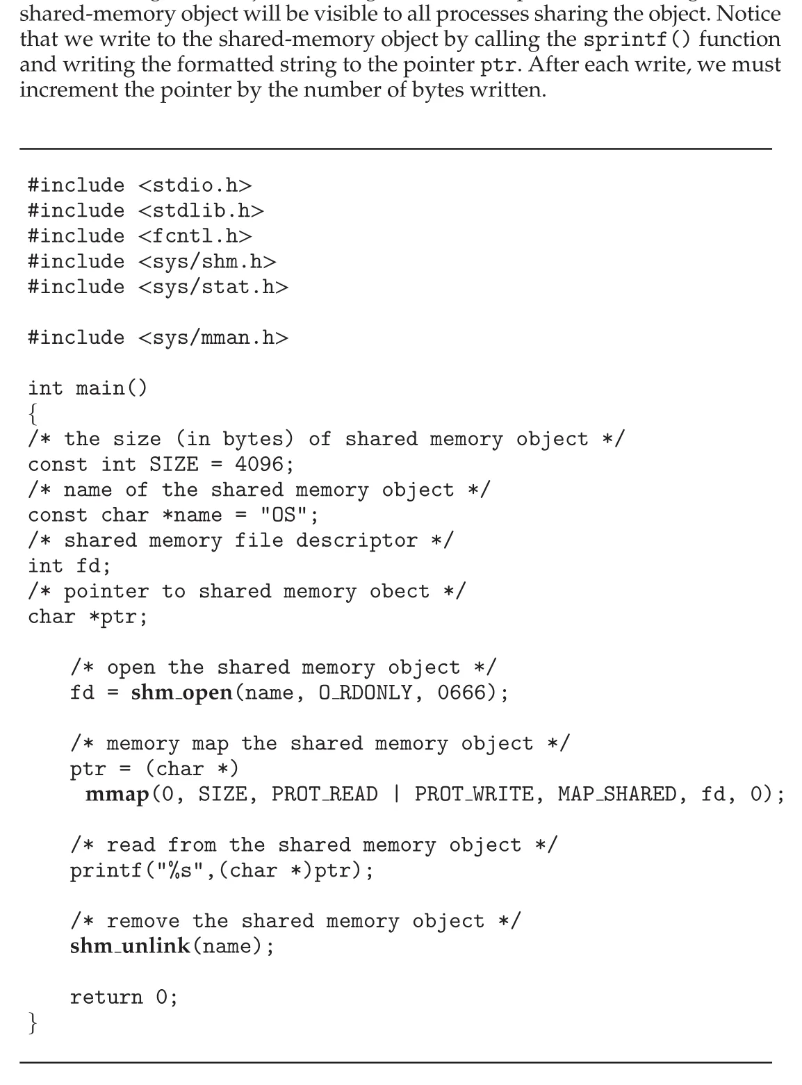 POSIX shared-memory consumer