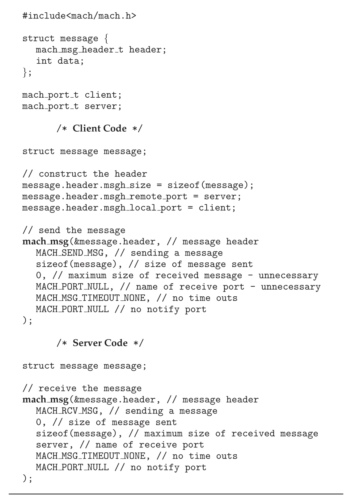 Mach message passing