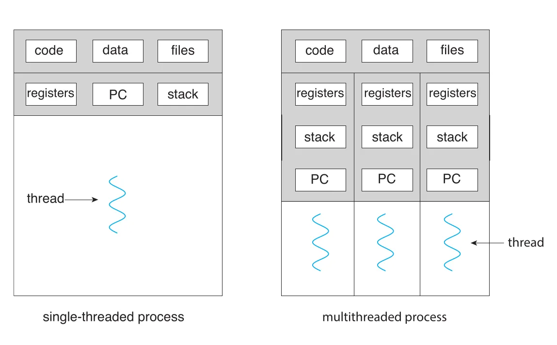 Single-threaded and multithreaded processes