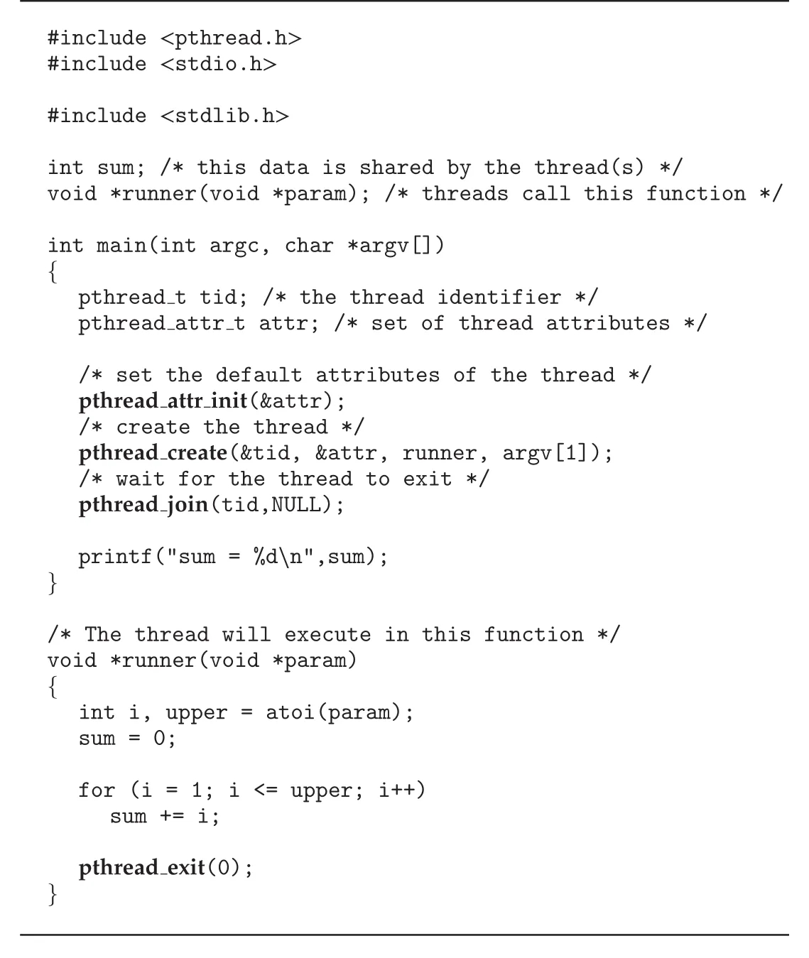 Pthreads summation example