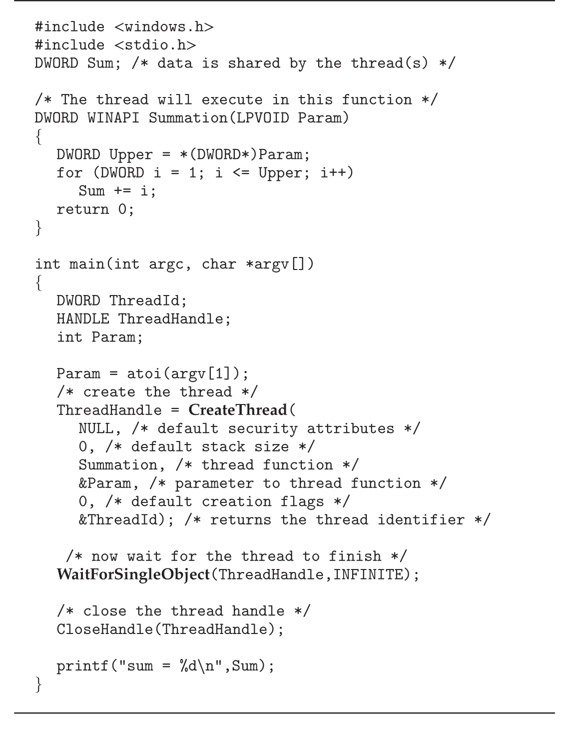 Windows thread example