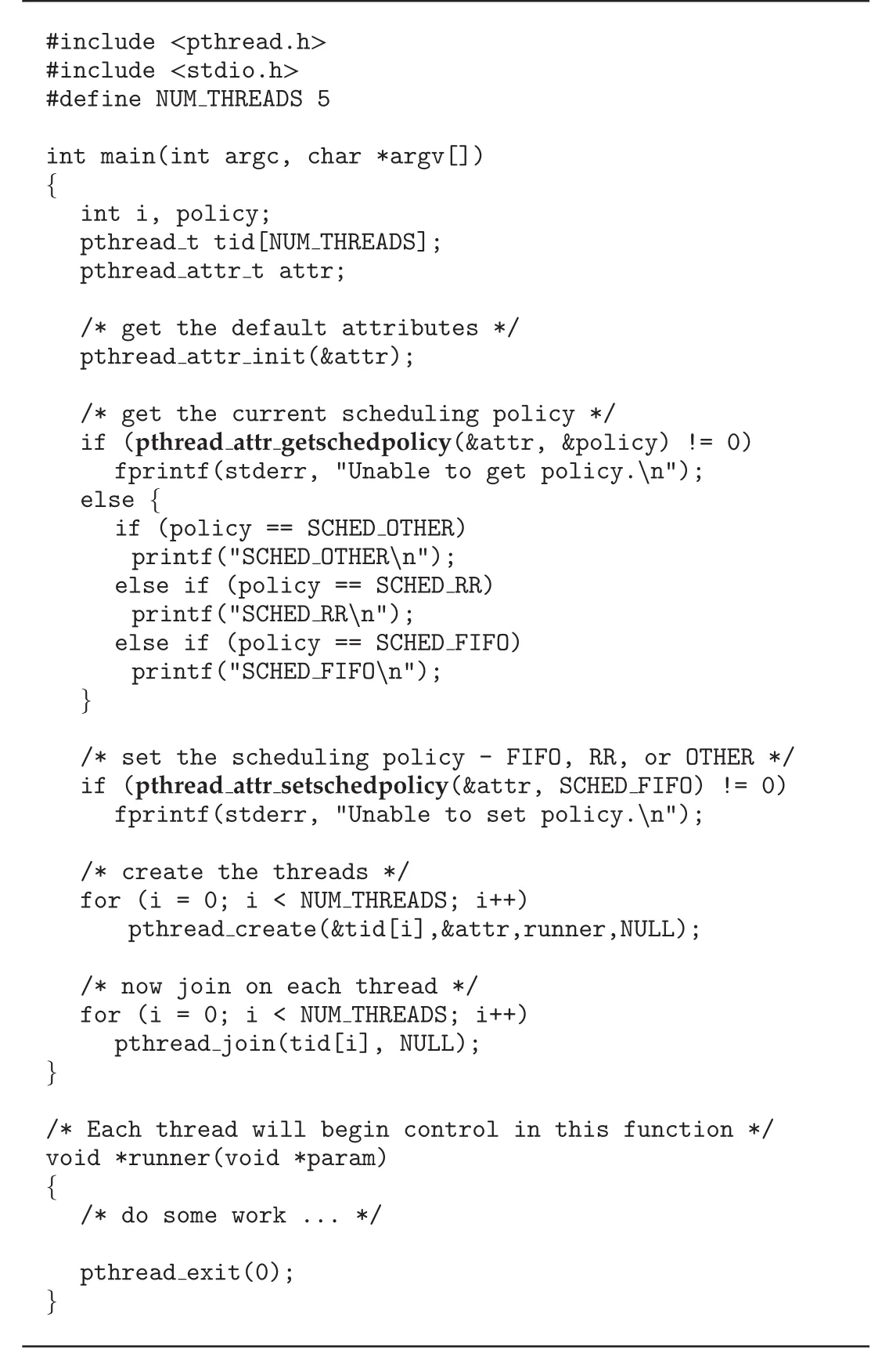 POSIX real-time scheduling API