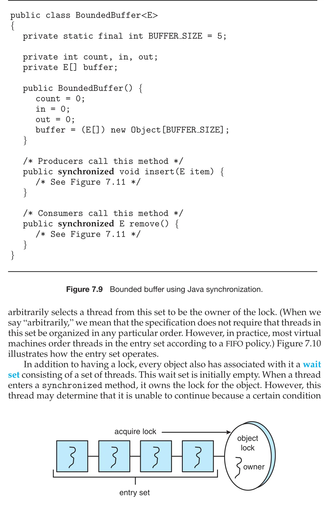Entry set for Java object lock